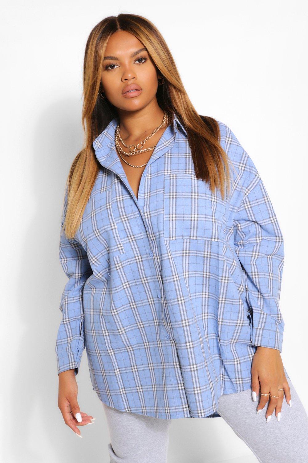 Women's Blue Plus Brushed Check ...